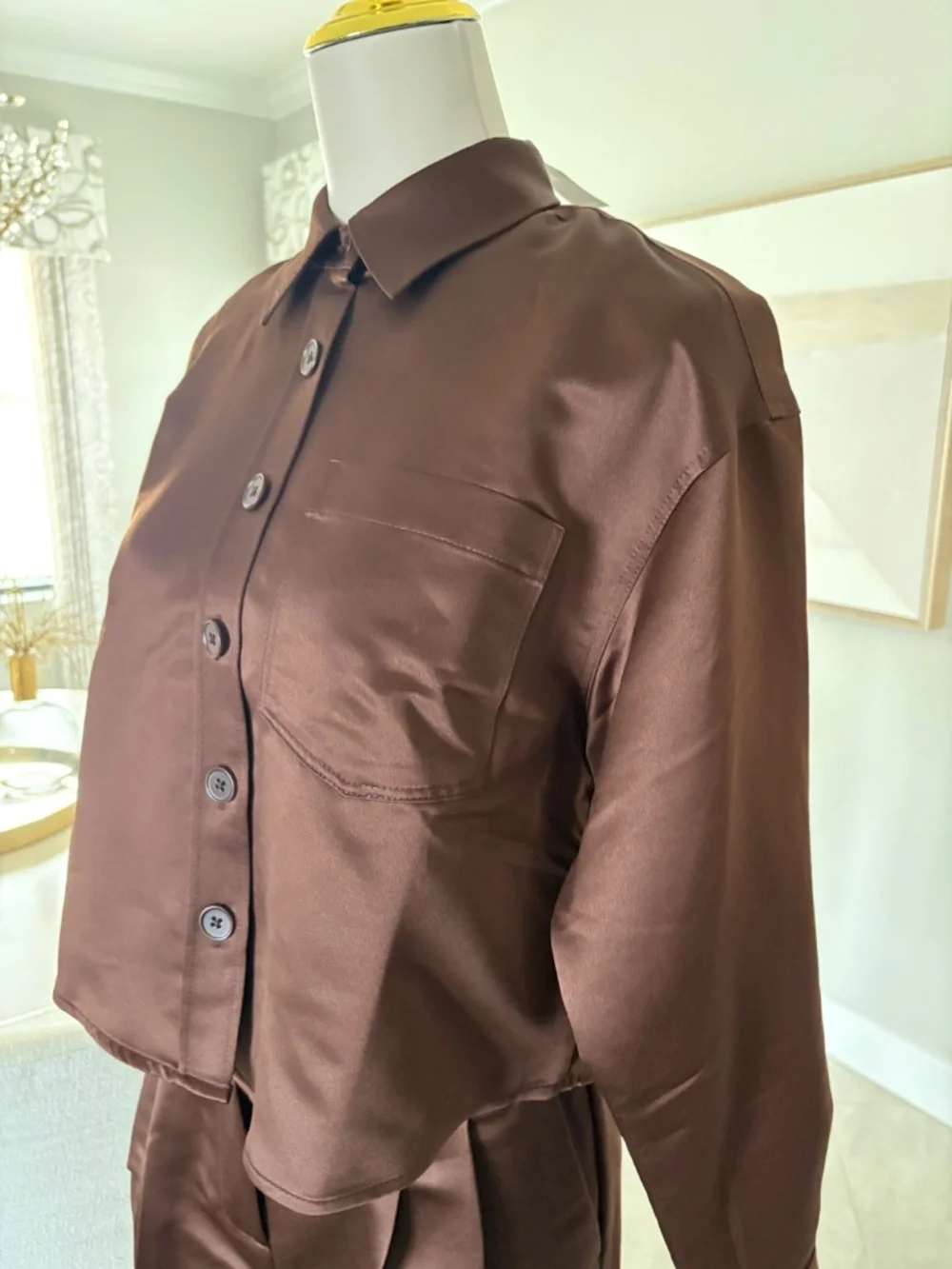 NWT J Crew Étienne cropped button-up shirt in duchesse satin
